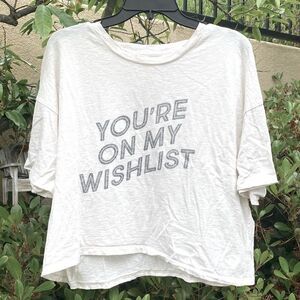 Aerie Cream "Your On My Wish List" graphic tee.  Size Large. VGUC